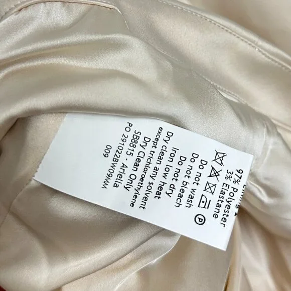 HOUSE OF CB Ariella Satin Crystal Embellished Bow Dress in Ivory Size Large